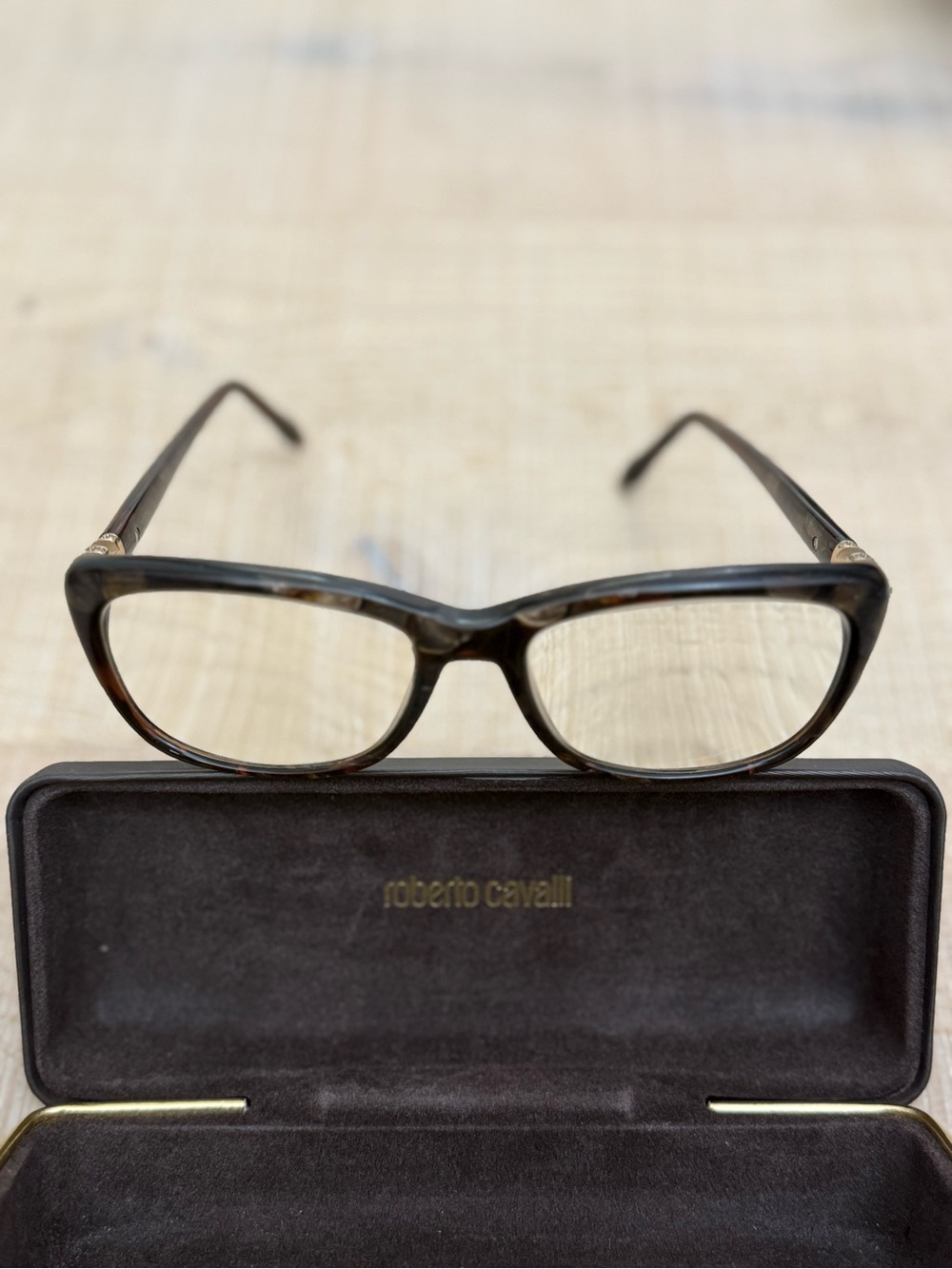 Roberto Cavalli Women's Tortoise Shell Cat-Eye Glasses in Brown and Black